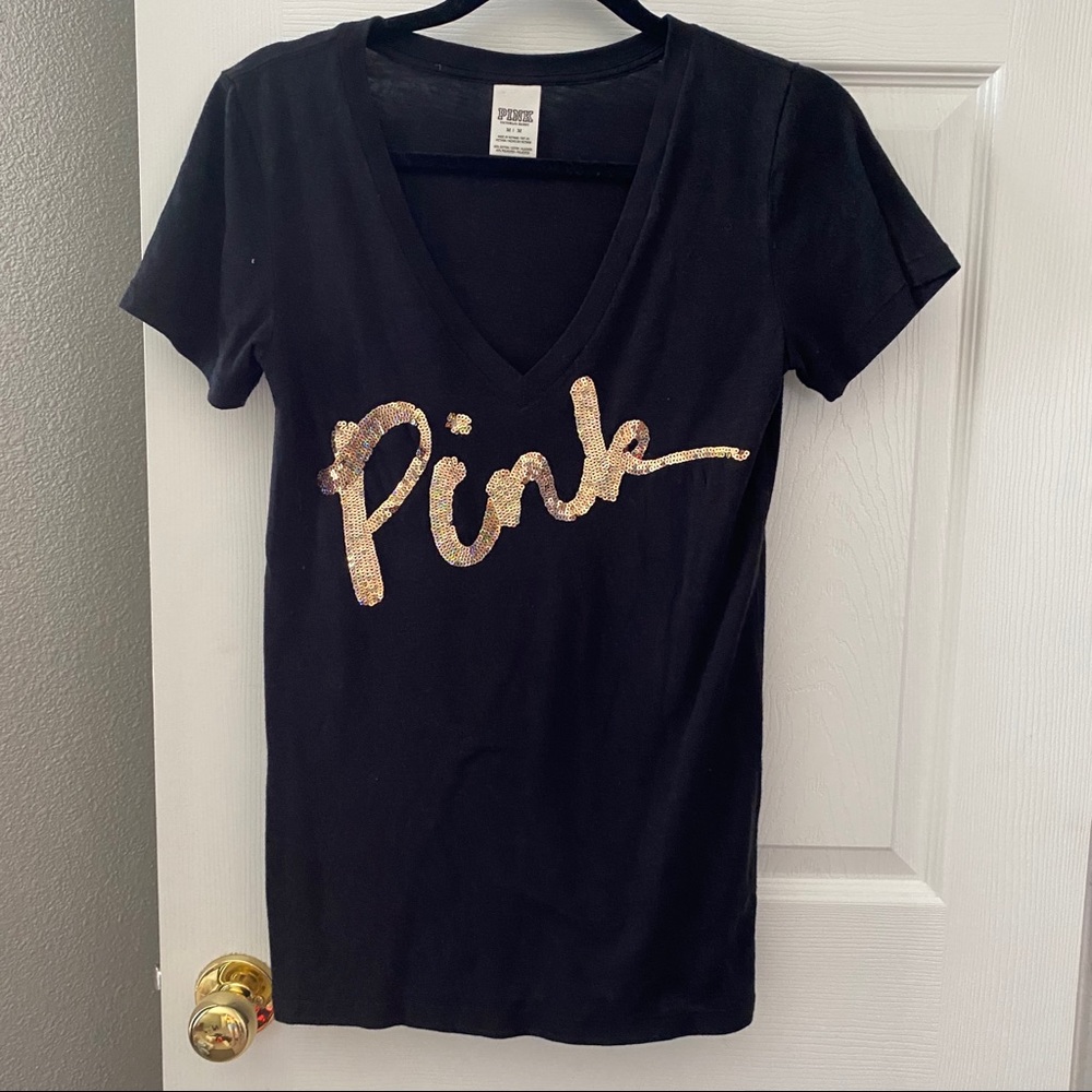 VS PINK Sequined V-neck Top
